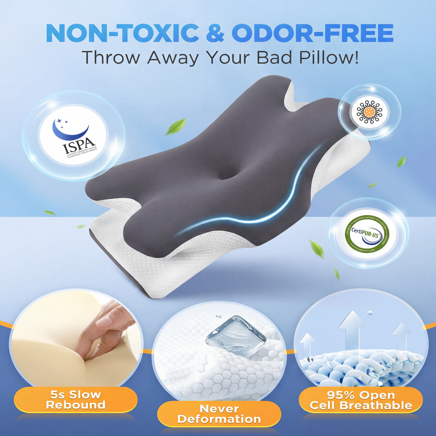 PostureProHub Cooling Memory Neck Pillow